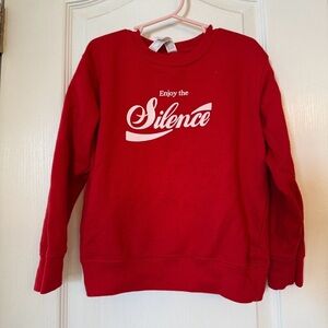 Red Sweatshirt with 'Enjoy the Silence' Print baby teith